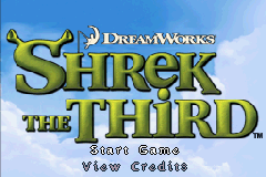 Shrek the Third title screen for GameBoy Advance